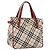 Bolsa de mão Burberry Nova Check Black label nylon prata bege Auth kk648
