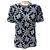 Chanel Navy Blau / Weiß Floral Strickoberteil