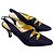 Escada dunkelblaue Satin-Schuhe aus den 80ern