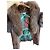 Autre Marque Braune Lederjacke mit Pelzkragen