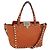 Bolso de mano de cuero Valentino con tachuelas 2 en 1 dorado naranja marrón Auth BA11416