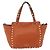 Bolso de mano de cuero Valentino con tachuelas 2 en 1 dorado naranja marrón Auth BA11416 - vista 2