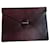 Yves Saint Laurent Pochette YSL cuir grainé marron Bordeaux Marron foncé  - vue 1