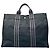 Vintage Hermès Canvas Tote Bag Schwarz Grau