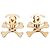 Clip-On Ohrringe aus vergoldetem Messing mit lackierten Totenkopf-Crossbones von Chanel Golden