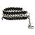 Bracciale in velluto e charm in strass Chanel Nero Argento - vista 2