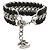 Bracciale in velluto e charm in strass Chanel Nero Argento - vista 3