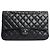 Chanel Borsa Classic Double Flap media in pelle di agnello nera 2010