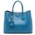 Prada Grande Borsa Doppia in Pelle Saffiano Blu
