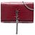 Saint Laurent Rosso Medio Pelle Embossata Coccodrillo Monogramma Kate Borsa a Tracolla con Frange Bordò