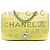 Chanel Flap in Pelle di Vitello Gialla Perforata con Logo e Occhielli Giallo