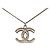 Chanel Silber CC mit Strass-Pendelkette