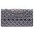 Chanel Argento Trapuntato Glitter Tela Riedizione 2.55 Borsa a Flap