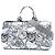 Borsa Canapa in tela stampata floreale blu media di Prada Blu chiaro