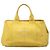 Bolsa grande de lona canapa logo amarelo Prada