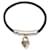 Hermès Black Leather Cadena Heart Charm Bracelet  - view 1