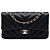 Chanel Nero Medio Classico Chevron Pelle di Vitello Pieghettata Doppio Flap