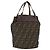 Borsa a mano in tela Zucca FENDI nera e marrone Auth BSZ141 Nero