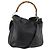 Borsa a mano in pelle GUCCI Bamboo 2way Nero Oro 001 1998 1577 Auth 173531 D'oro