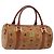 MCM Vicetos Logogram Borsa a Mano in Pelle PVC Marrone Oro Auth bs33975 D'oro