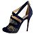 Jimmy Choo Sandali in Velluto e Pizzo Vantage 10 CM 40 Blu - vista 4