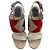 Sandali Christian Dior Ecru con Motivo Rosso e Blu in Pelle Beige