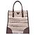 Beige Tweed Flach-Tote mit Vitello-Besatz von Prada