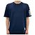 Thom Browne Navy T-Shirt mit diagonalen Streifen und seitlichem Schlitz Blau