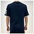 Thom Browne Navy T-Shirt mit diagonalen Streifen und seitlichem Schlitz Blau - Ansicht 16