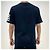 Thom Browne Navy T-Shirt mit diagonalen Streifen und seitlichem Schlitz Blau - Ansicht 4