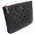Chanel Clutch Classico Medio in Pelle Nera Caviar Argento Nero - vista 3