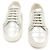 Chanel Sneakers da donna in pelle di vitello argentata con logo CC in gomma bianca