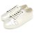 Chanel Sneakers da donna in pelle di vitello argentata con logo CC in gomma bianca - vista 3