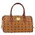 MCM Vicetos Logogram Borsa a Mano in PVC Pelle Marrone Oro Auth BSZ179 D'oro - vista 13