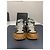 Sneakers Gucci Rhyton in pelle e tessuto Marrone Bianco Metallico - vista 3