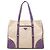 Borsa tote in tela con tasca frontale in pelle marrone con borchie Prada Beige