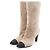 Timeless Chanel Coco Mark Wildleder-Stiefel Schwarz Beige