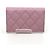 Tarjetero de piel de ternera granulada rosa Chanel - vista 3