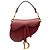 Borsa Saddle Mini in pelle di vitello grana rossa Dior Rosso Bordò