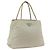 PRADA Tote Bag Nylon Beige Silber Auth AMZ381