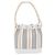 Borsa a mano Burberry Nova Check in tela e pelle argento e bianco Auth SW2175 - vista 3
