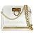 Borsa a spalla Salvatore Ferragamo Gancini con hardware dorato trasparente