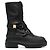 Botas de combate de cuero negro con hebilla Fendi