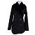 Abrigo Burberry Negro de Lana y Cachemira con Cuello de Piel de Conejo