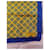 Foulard in seta Givenchy blu e giallo motivo geometrico - vista 2