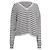 Gestreifter V-Ausschnitt-Pullover von Theory aus weißer Baumwolle