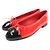 Timeless Chanel COCO Mark Patent leather Ballet Flats Black Red