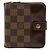 Cartera compacta con cremallera Damier Ebene marrón Louis Vuitton Castaño