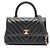 Borsa Chanel Coco Handle Flap V-Stitch Chevron Nero