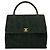 Chanel Coco Mark Baumwoll-Denim-Leder-Handtasche Schwarz